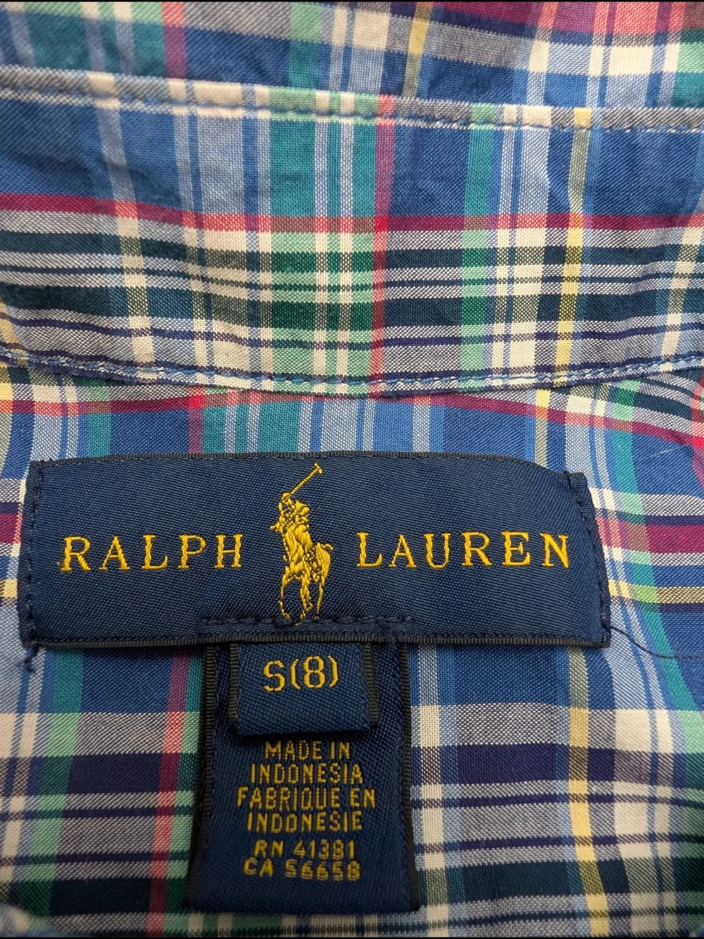 Ralph Lauren Multicolor Plaid Shirt with Blue, Green & Pink .Boys Size.